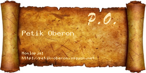 Petik Oberon névjegykártya